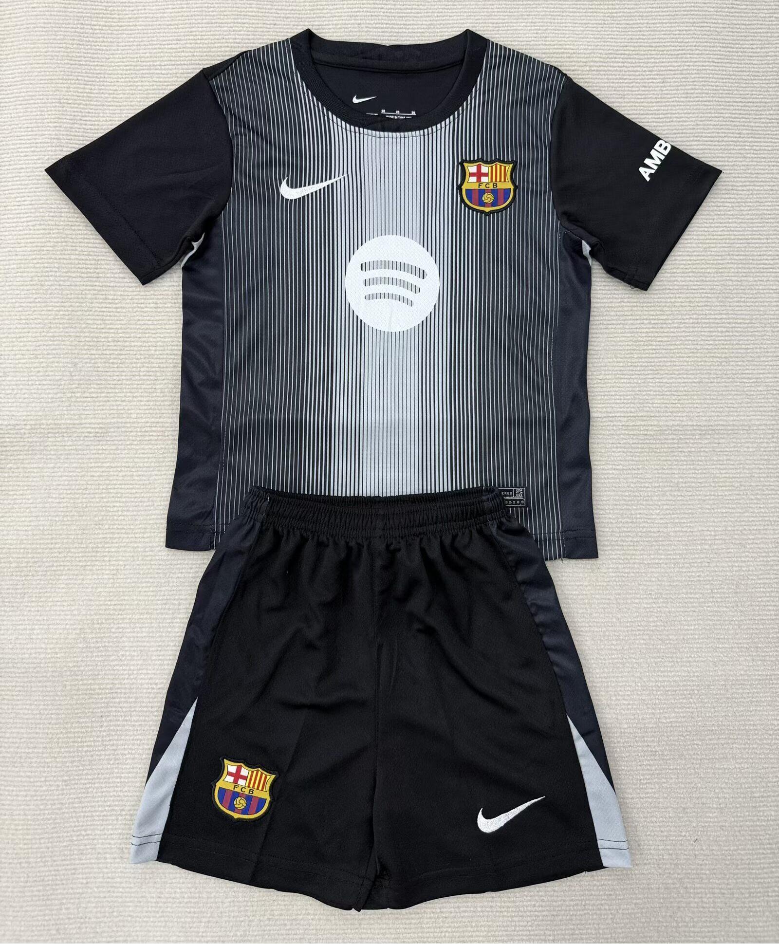 Kids-Barcelona 25/26 GK Black Soccer Jersey